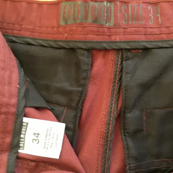Zumiez FREEWORLD Chino Shorts Burgundy Red - Size 34 Men's Casual Shorts - Picture 5 of 6